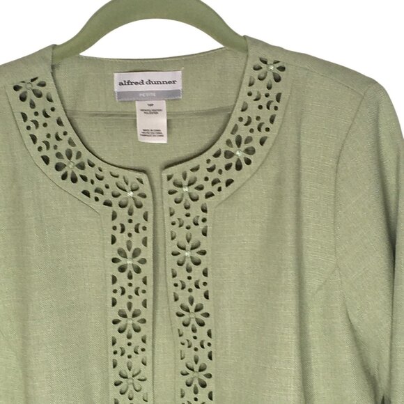 Alfred Dunner Jacket Womens 10P Petite Southampton Floral Trim Blazer Blouse - Picture 2 of 14